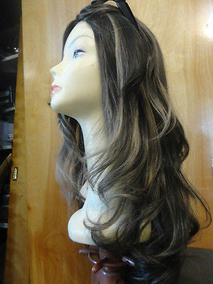 European Multidirectional 22" Straight Dark Brown with Blonde Highlights #4/10 - wigs, Women's Wigs - kosher, Malky Wigs - Malky Wigs