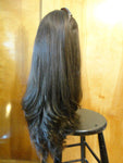 European Multidirectional 26" Straight Dark Brown with Highlights #6/2 - wigs, Women's Wigs - kosher, Malky Wigs - Malky Wigs