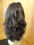 European Multidirectional 16" Wavy Dark Brown with Highlights #8/4 - wigs, Women's Wigs - kosher, Malky Wigs - Malky Wigs